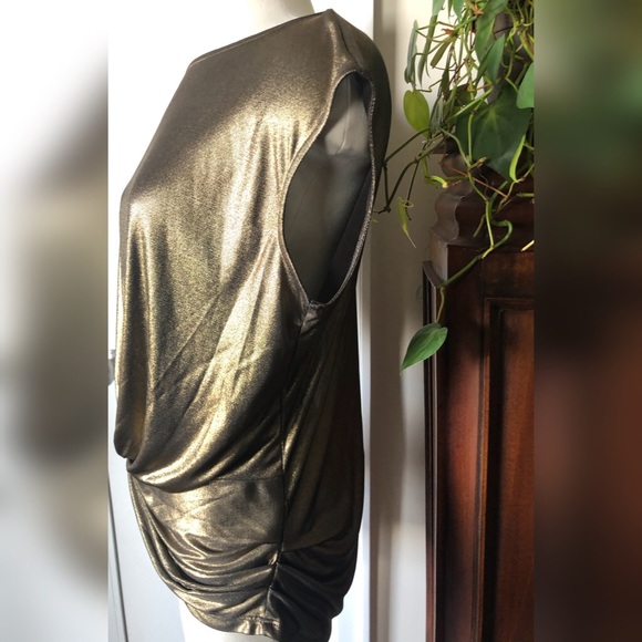 Halston Heritage Retro style Knot Top in Shimmer foil knit - Picture 3 of 7